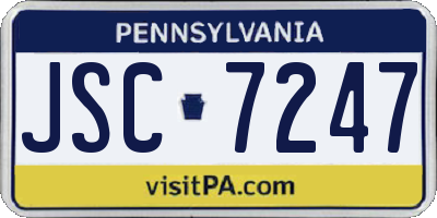 PA license plate JSC7247