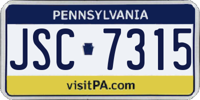 PA license plate JSC7315