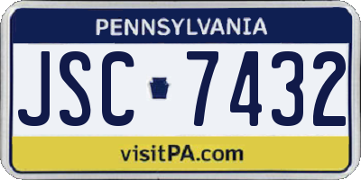 PA license plate JSC7432