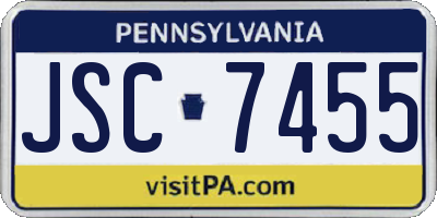 PA license plate JSC7455