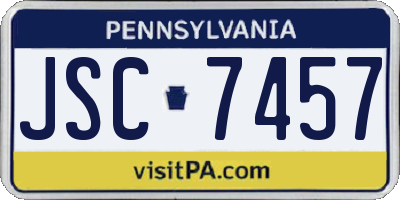 PA license plate JSC7457