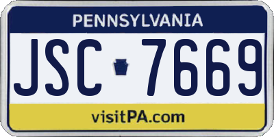 PA license plate JSC7669
