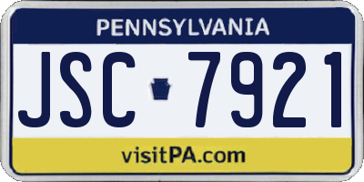 PA license plate JSC7921