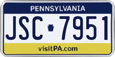 PA license plate JSC7951