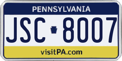 PA license plate JSC8007
