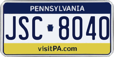 PA license plate JSC8040