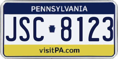 PA license plate JSC8123