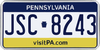 PA license plate JSC8243