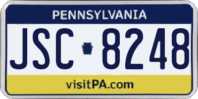 PA license plate JSC8248