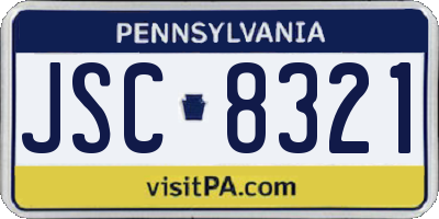 PA license plate JSC8321