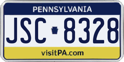 PA license plate JSC8328