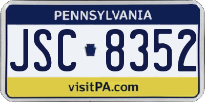 PA license plate JSC8352
