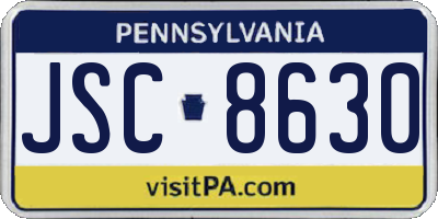 PA license plate JSC8630