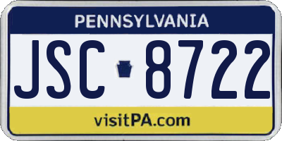PA license plate JSC8722