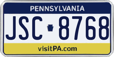 PA license plate JSC8768