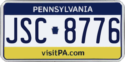 PA license plate JSC8776