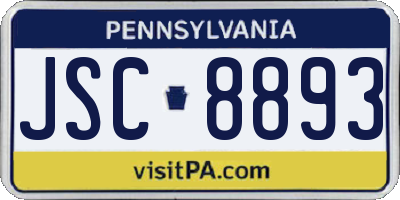 PA license plate JSC8893