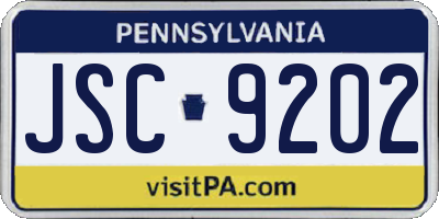 PA license plate JSC9202