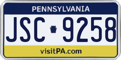 PA license plate JSC9258