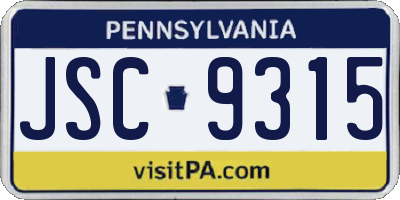 PA license plate JSC9315
