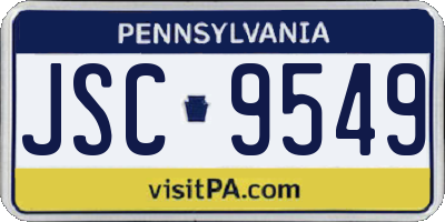 PA license plate JSC9549