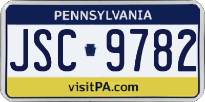 PA license plate JSC9782