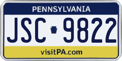 PA license plate JSC9822