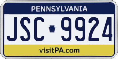 PA license plate JSC9924