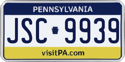 PA license plate JSC9939