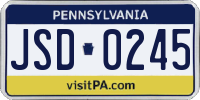 PA license plate JSD0245