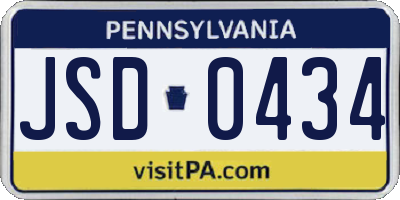 PA license plate JSD0434
