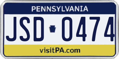PA license plate JSD0474