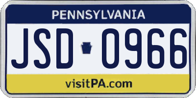 PA license plate JSD0966