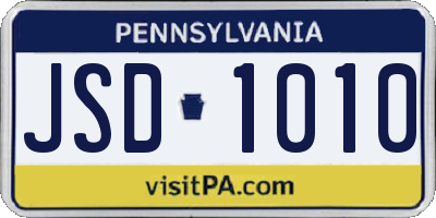 PA license plate JSD1010