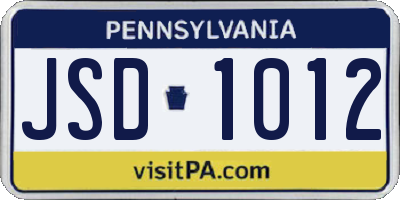 PA license plate JSD1012
