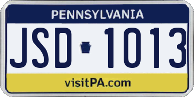 PA license plate JSD1013