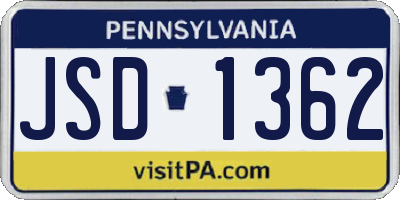 PA license plate JSD1362