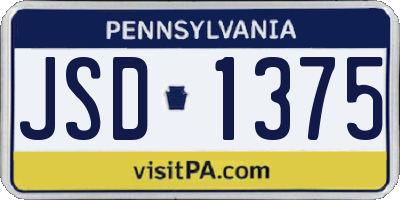 PA license plate JSD1375