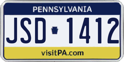 PA license plate JSD1412