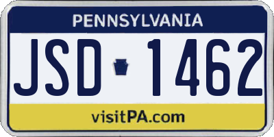 PA license plate JSD1462