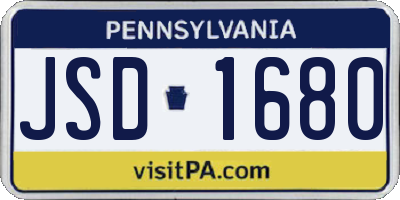 PA license plate JSD1680