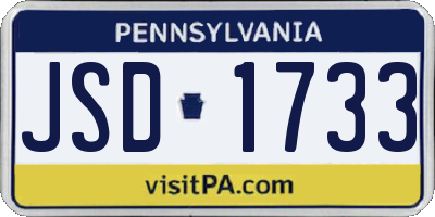 PA license plate JSD1733