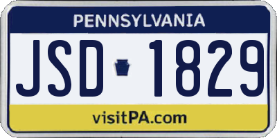 PA license plate JSD1829