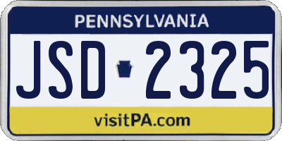 PA license plate JSD2325