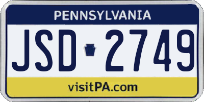 PA license plate JSD2749