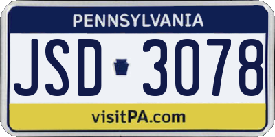 PA license plate JSD3078