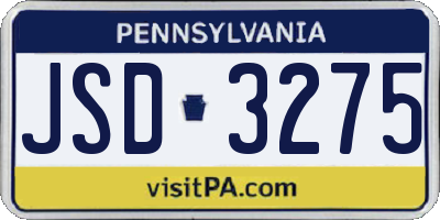 PA license plate JSD3275