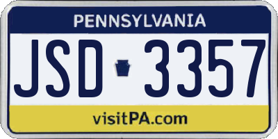 PA license plate JSD3357