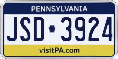 PA license plate JSD3924