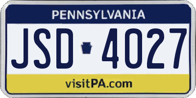 PA license plate JSD4027